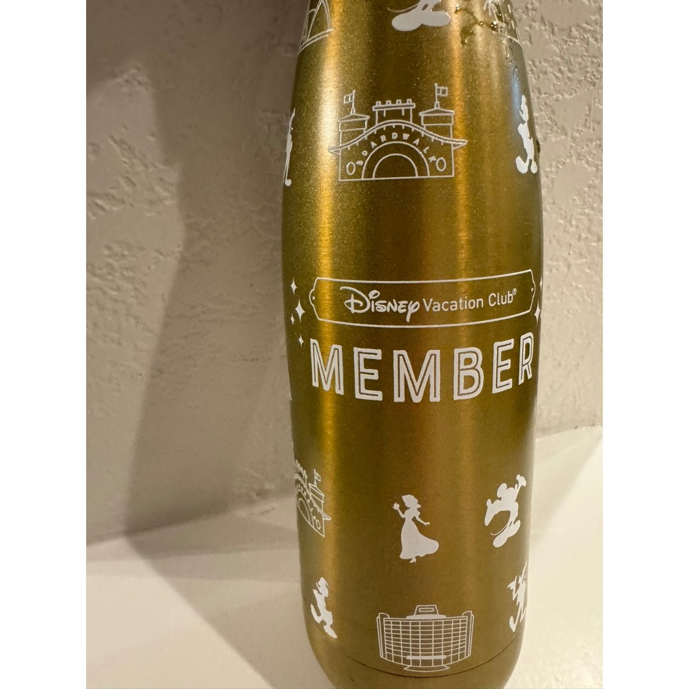 Disney Vacation Club Member Gold Stainless Steel Water Bottle Mickey Minnie DVC